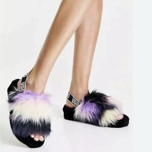 New UGG Oh Yeah Tie Dye Magnolia Fluff Sandals US 7 UK 5